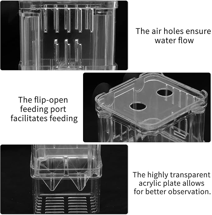 Fish Breeder Box, Easy-to-Use Breeder Tank Divider, Breeder Box for Fish Tank, Versatile Breeder System, S, Clear, 1 Set