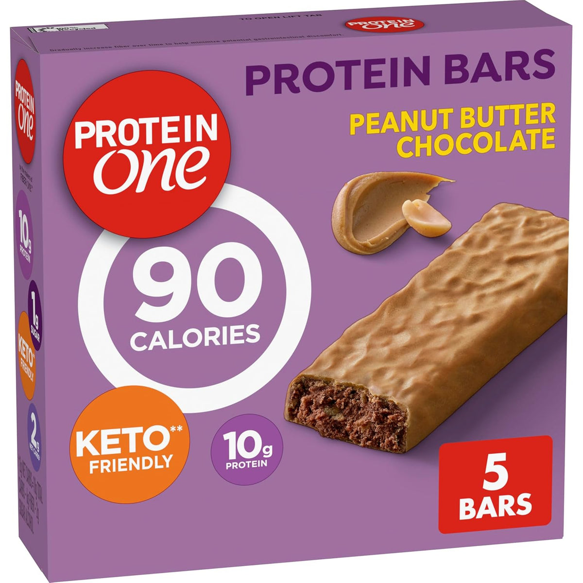 Protein One Peanut Butter Chocolate Protein Bars, GLP-1 Friendly, 5 Ct, 4.8 oz