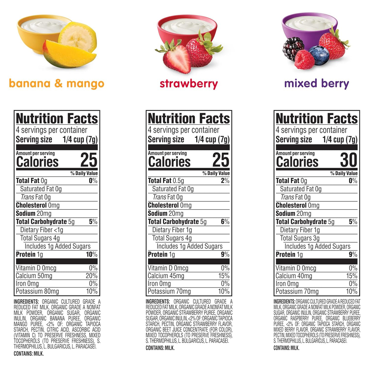 Happy Baby Organics 3 Flavor Yogis Freeze-Dried Yogurt & Fruit Snacks Variety Pack, 1 Ounce, 3 Count
