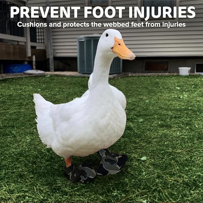 Duck Shoes for Injured Feet – Protective Neoprene Footwear for Ducks, Protective Shoes for Birds with Injured feet, Bumblefoot Relief - Large, 4.5” Max. Inside Width - Gray Camouflage