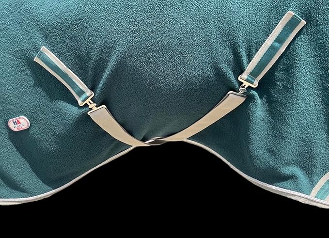 Majestic Ally Anti Pill Fleece Horse Blanket/Sheet with Silver Braided Rope (Hunter Green, 74)