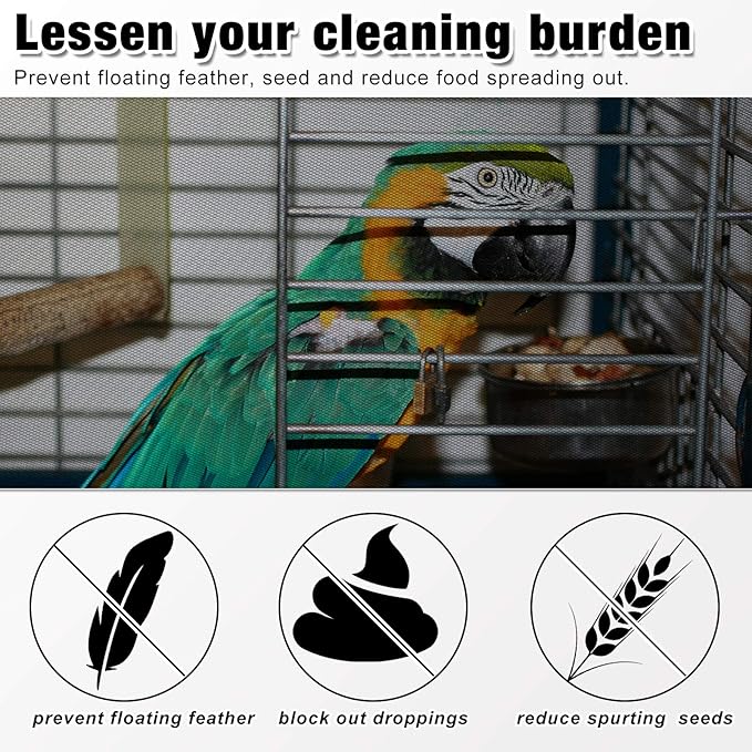 Shappy Large Bird Cage Seed Catcher,Bird Cage Cover Net Skirt Guard,Adjustable Soft Airy Mesh Net for Parrot Parakeet Macaw(118 x 15 Inch/ 300 x 37 cm,Green)