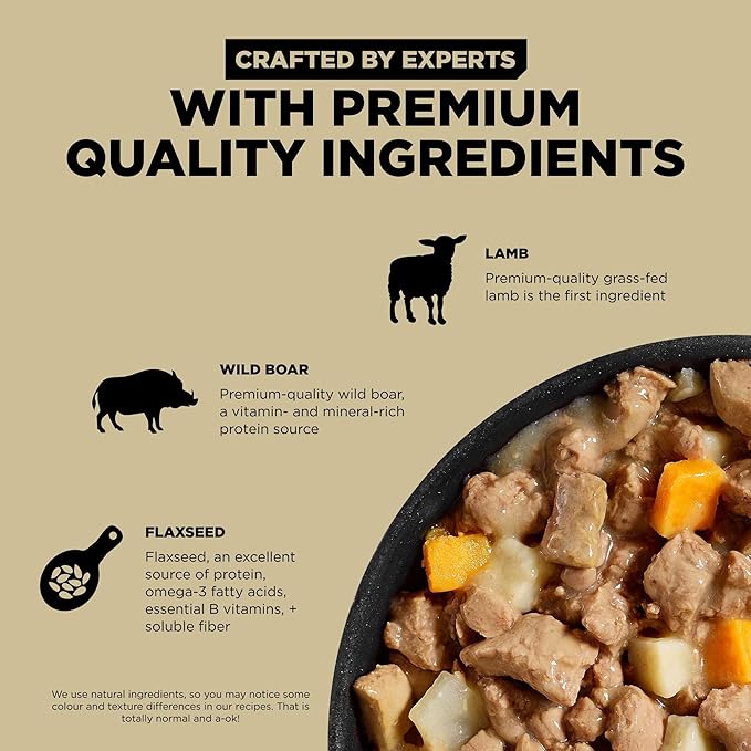 Go! Solutions Carnivore, Grain-Free, Protein Rich Wet Dog Food, Shredded Lamb and Wild Boar, 12.5 oz