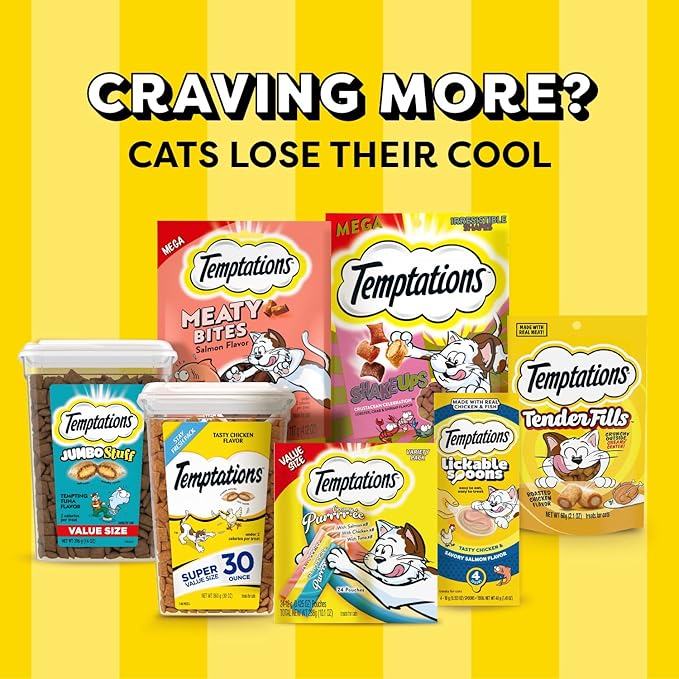 Temptations Classic Crunchy and Soft Cat Treats, Tasty Chicken Flavor, 6.3 oz. Pouch, (Pack of 10)