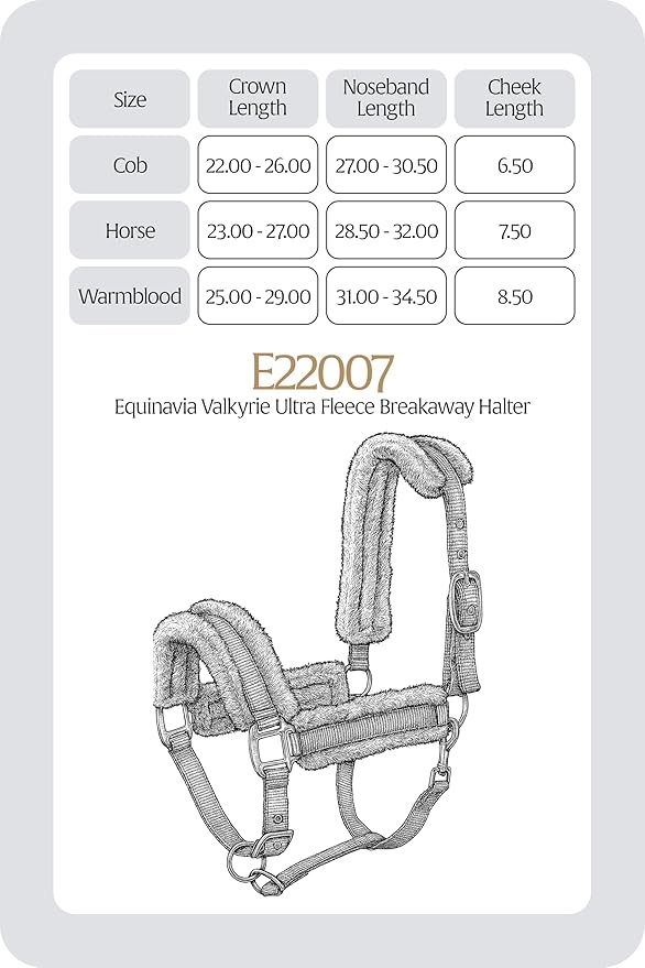 Equinavia Valkyrie Ultra Fleece Breakaway Horse Halter | Padded Fleece Adjustable Safety Halter with Nylon Webbing - Brown/Ivory White - Horse