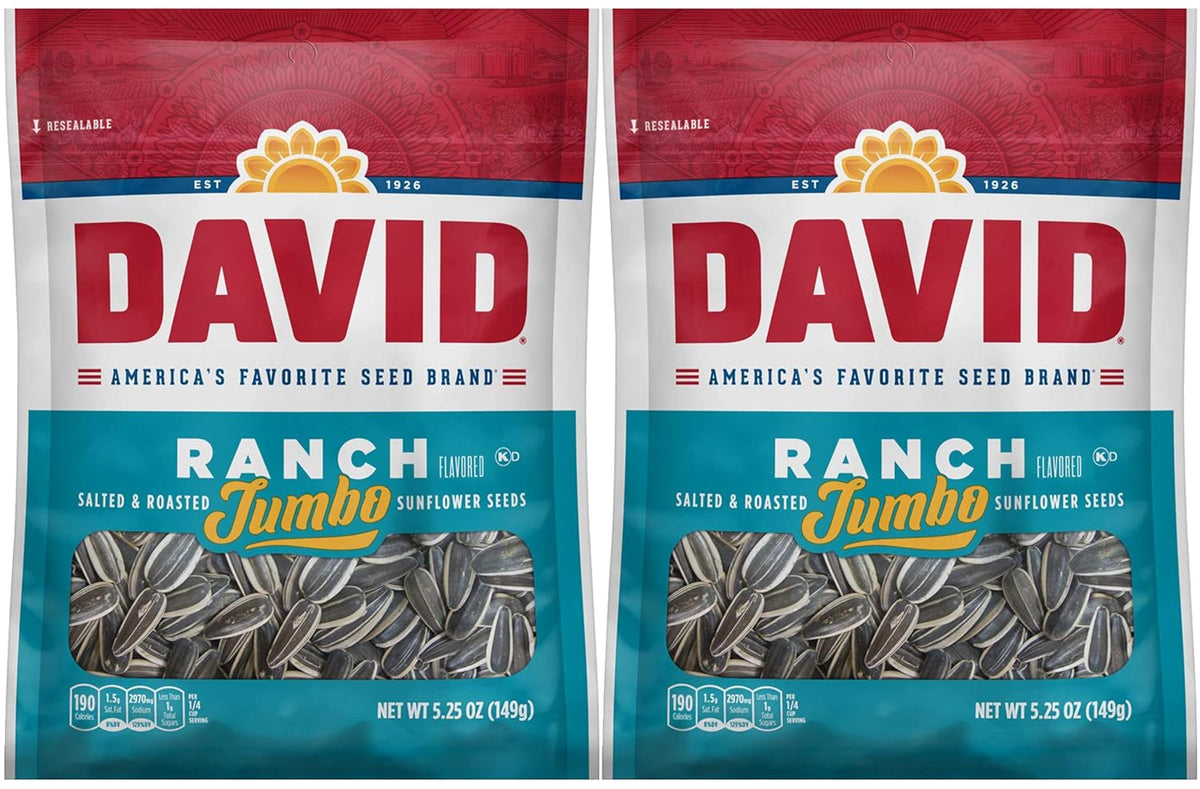 DAVID Jumbo Sunflower Seeds, Sweet and Spicy Flavor, 5.25 oz.