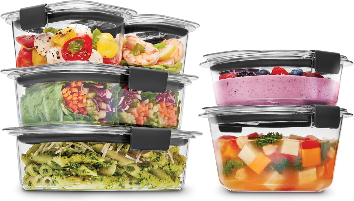 Rubbermaid Brilliance BPA-Free Food Storage Containers with Lids, Airtight Clear Set of 2 (9.6 Cup), Ideal for Lunch, Meal Prep, and Leftovers
