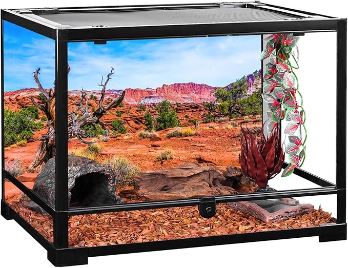AWERT 36x20 inches Reptile Habitat Background Blue Sky Oasis Orange Desert Terrarium Background