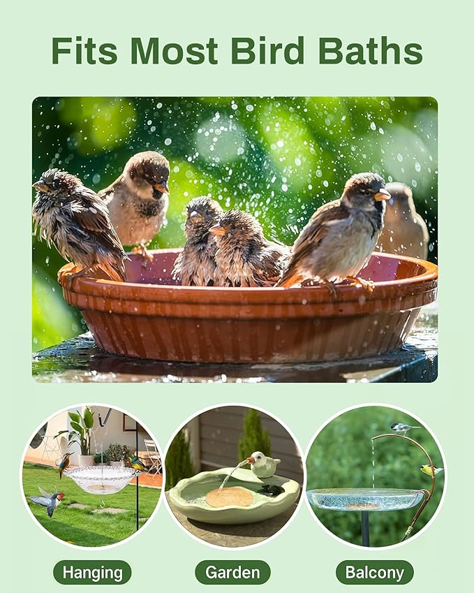 Bird Bath Purification Disk Pure Copper Outside Winter Solar Power Birdbath Hummingbird Bee Water Fountain Solar Power Window Feeder Stand Nectar Food Pole House Hanging Birdhouse Accessories
