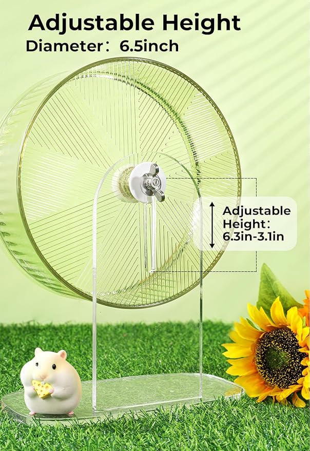 Super-Silent Hamster Exercise Wheel: Silent Spin Toys Hamster Running Wheels with Height Adjustable Stand for Hamsters Gerbils Mice Or Other Small Animals -6.5inch Blue