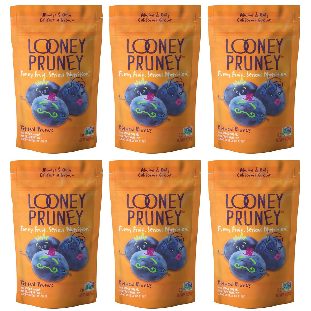 Looney Pruney Pitted Dried Prunes for the Family | Always California-Grown | Kosher | No Added Sugar & No Preservatives (40 oz)