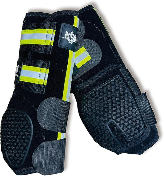 RS Premium Design Gold Line Horse Boots | Comfortable, Protective & Shock Absorber | Sport Boots for Horses Best for Jump Training | Ok Fabric 1682D Provides Ultimate Flexibility