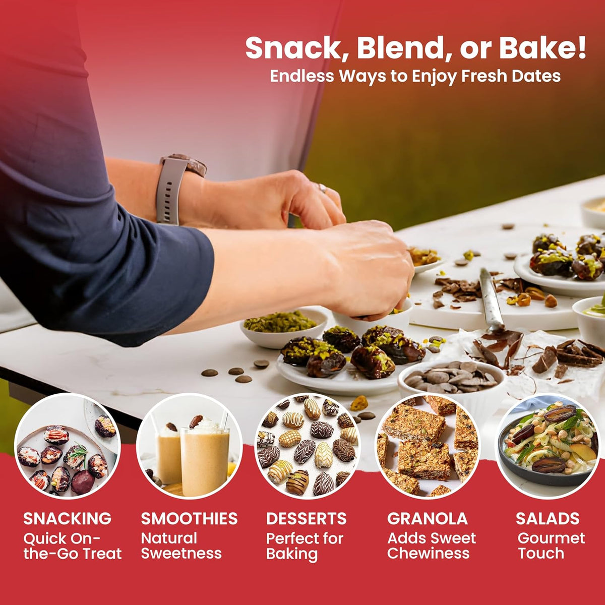 5 Pounds Of Dates Pitted (80oz) No Added Sugar, Non GMO, Kosher Certified,Healthy Snack for Kids & Adults