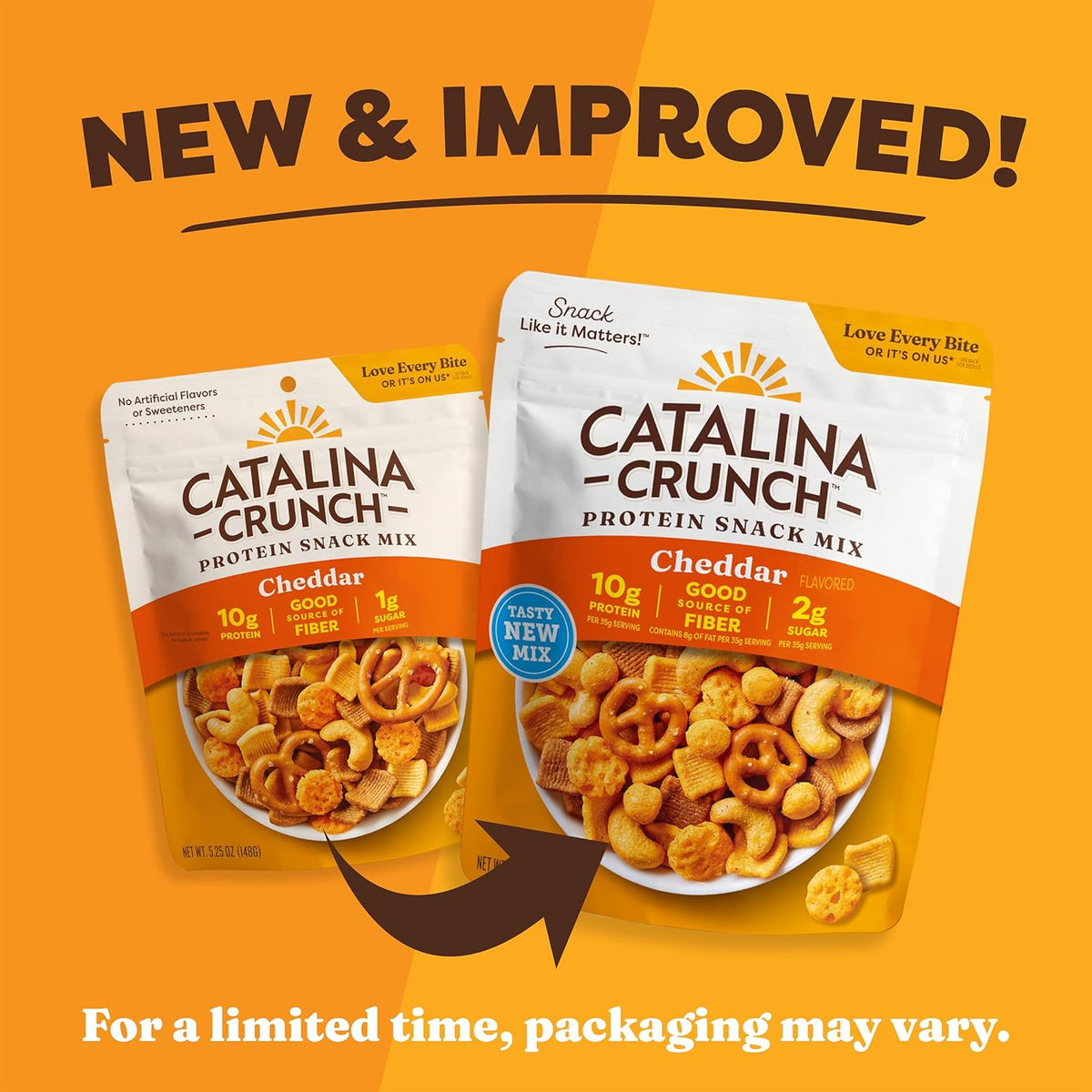 Catalina Crunch Protein Snack Mix with Cheese Crisps - 10g Protein, 2g Sugar per Serving - Good Source of Fiber, Gluten Free - Cheddar, 5.25 Ounce Bag (Pack of 1) - Packaging May Vary