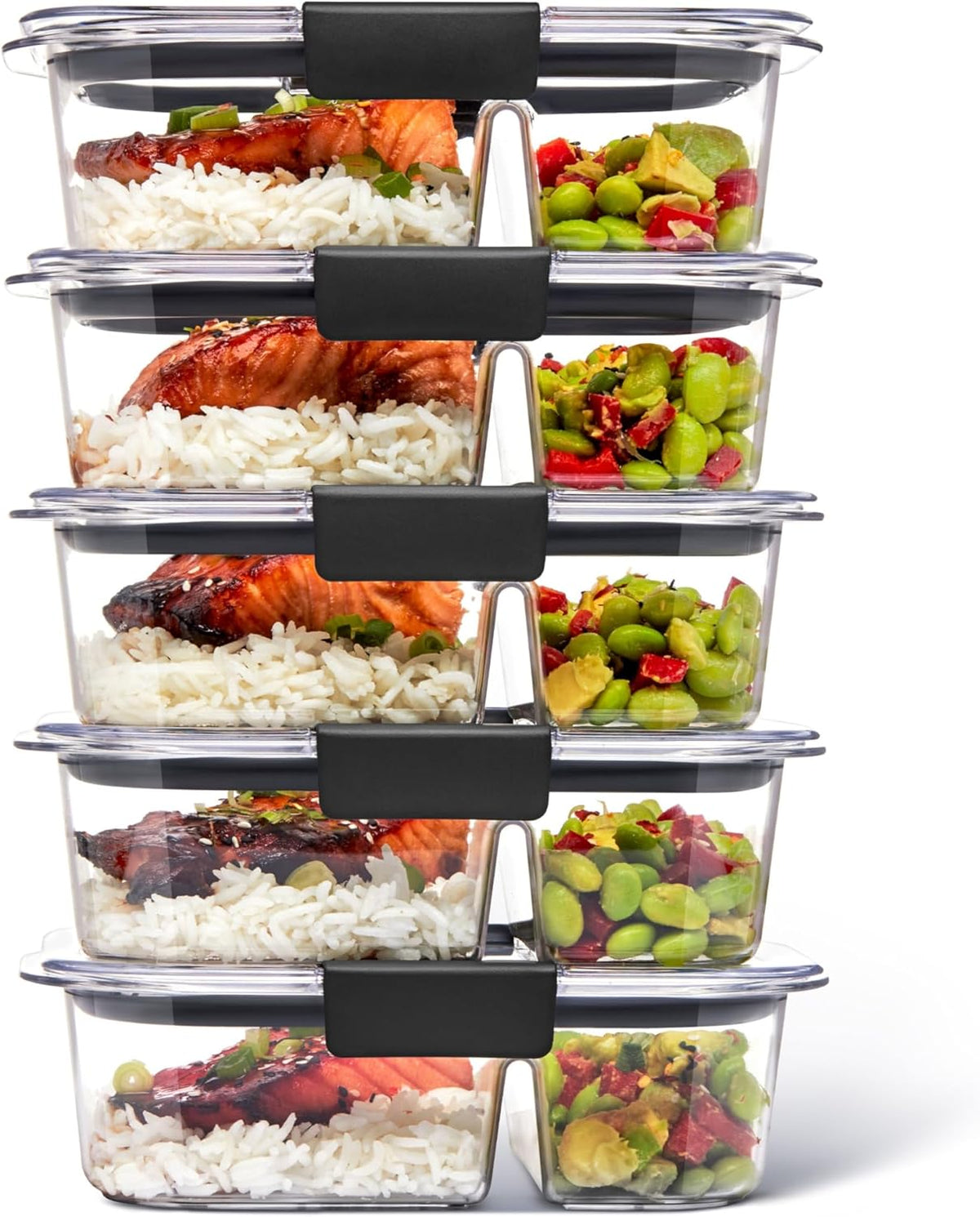 Rubbermaid Brilliance BPA-Free Food Storage Containers with Lids, Airtight Clear Set of 2 (9.6 Cup), Ideal for Lunch, Meal Prep, and Leftovers
