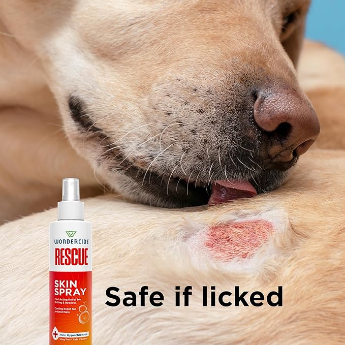 Wondercide Rescue - Skin Spray for Pets - Allergy Care, Rash, Redness, and Itch Relief for Dogs and Cats with Pure Hypochlorous - 8.5 oz