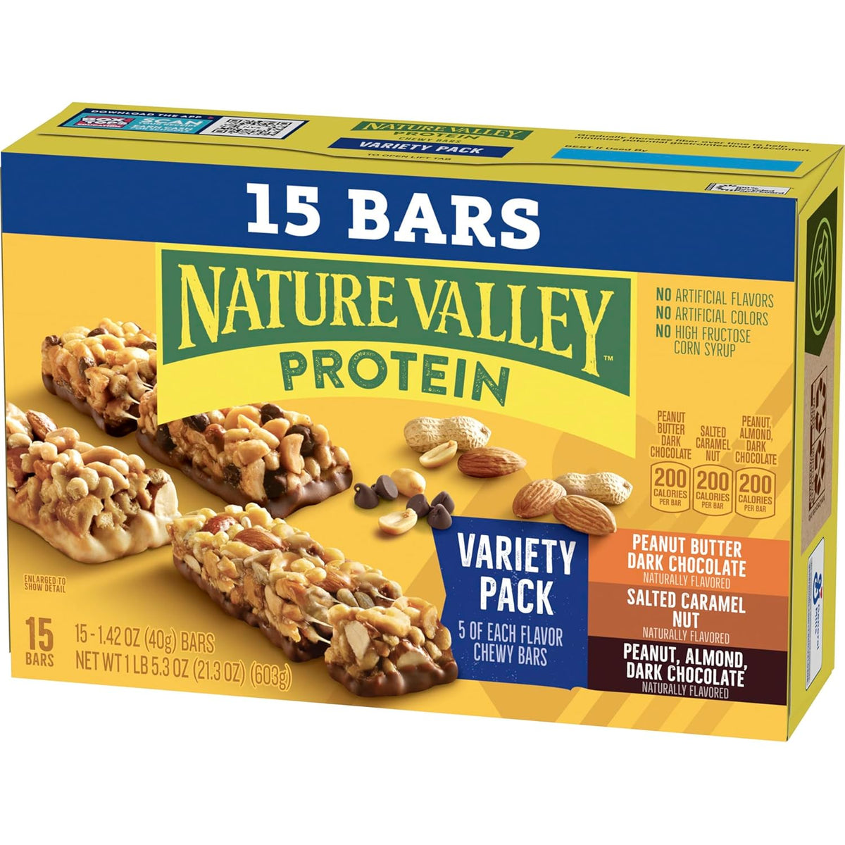 Nature Valley gluten-free protein bars, 10g protein, 15-count variety pack, 21.3 oz box
