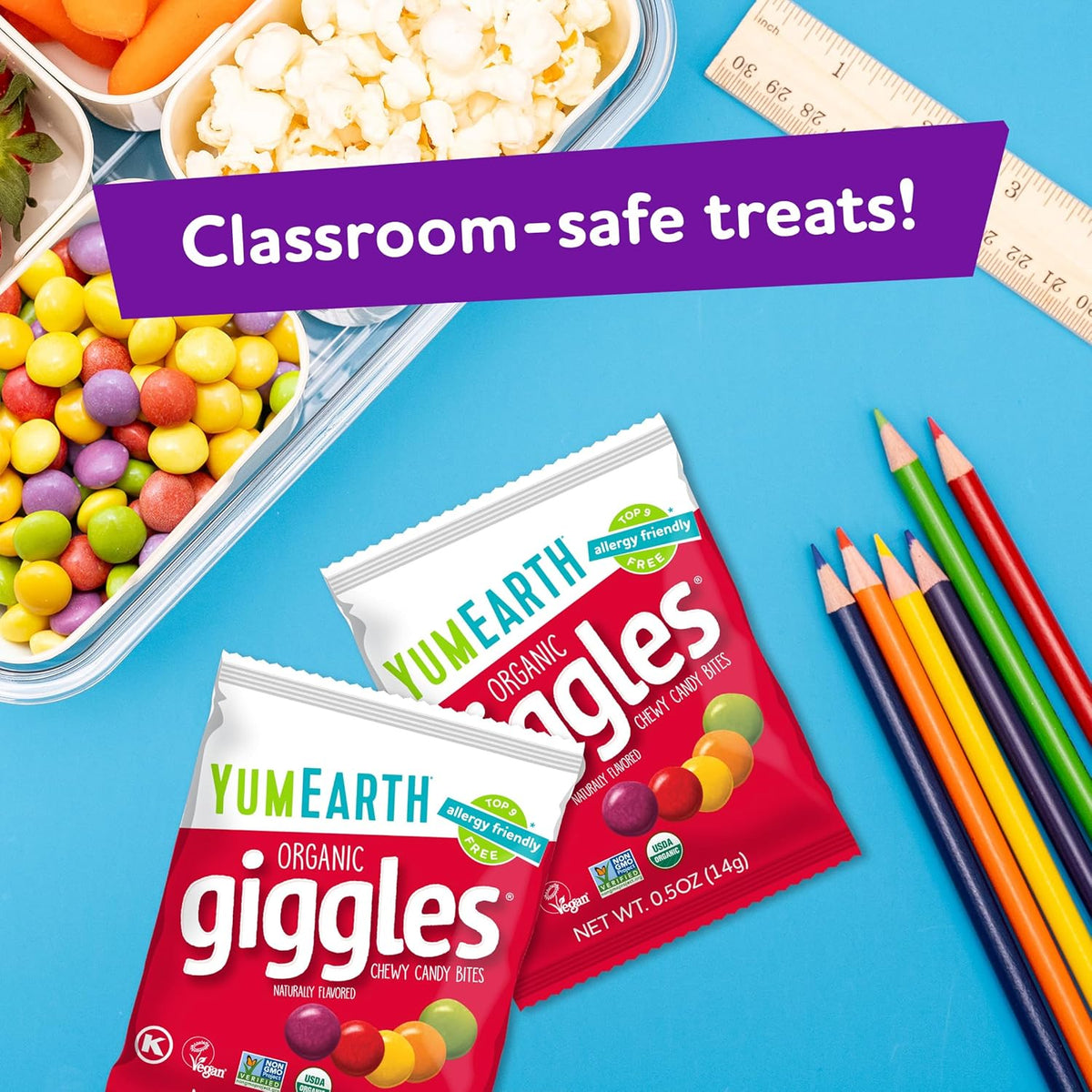 yumearth organic giggles 0.5 ounce allergy friendly candy pack of 10 individually wrapped