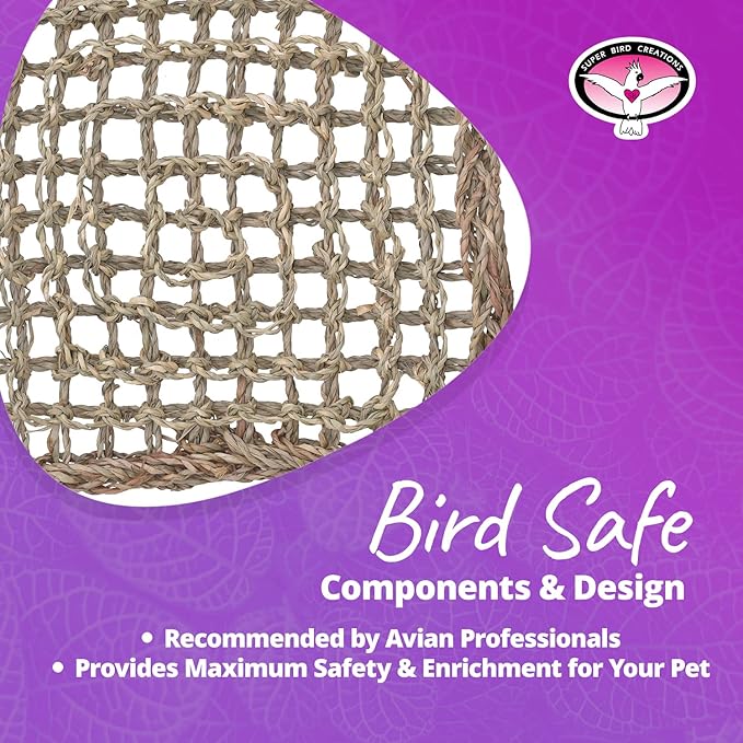 Super Bird Creations SB50001 Seagrass Mat for Cage Decor, Pet Enrichment and Boredom Relief - Versatile Toy-Making Base - Ideal for Parrots - Small to Large Birds & Reptiles - 7"x7" (1 Pack)