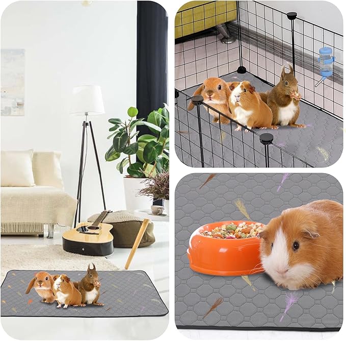 2Pcs Guinea Pig Cage Liners,Guinea Pig Fleece Cage Liners12''X24'' Super Absorbent Washable Pee Pads Reusable for Rabbit Hamster Chinchilla