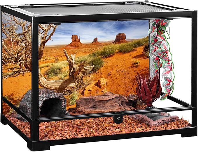 AWERT 24x12 inches Reptile Habitat Background Orange Desert Terrarium Background Durable Polyester Background