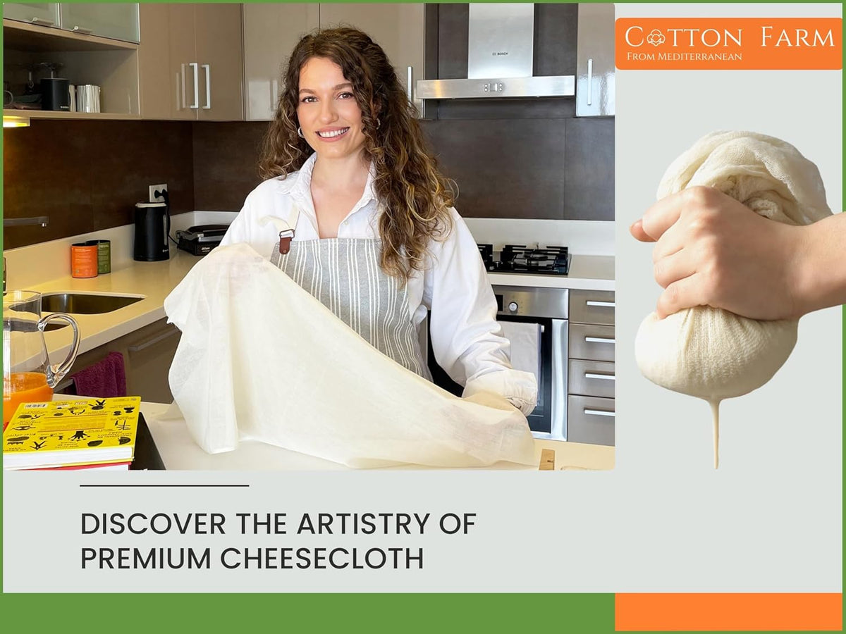 Cotton Farm Grade 100 XL Cheese Cloth - Straining & More; 36x36 Inch; 100% Unbleached Cotton Cheesecloth; Reusable with Hemmed 2 Edges; Ultra-Dense (the finest) Butter Muslin