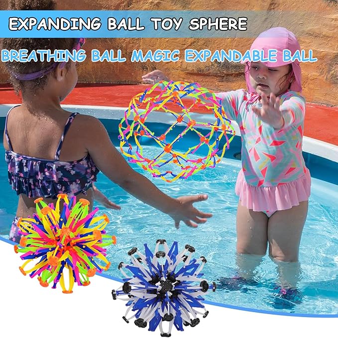2Pcs Colorful Sphere Expandable Breathing Balls Fidget Toy-Great Anxiety Stress Reliever,Collapsible Expanding Magic Ball Toys for Kids & Adults Mindfulness Meditation Practices , Yoga -ADHD