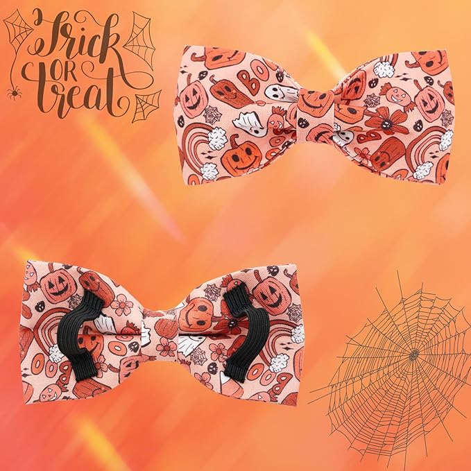 Halloween Dog Collar, Pet Collar Dog Bow Pumpkin Girl Boy Holiday Pet Collar Gift Cute Soft Puppy Collar for Small Dogs