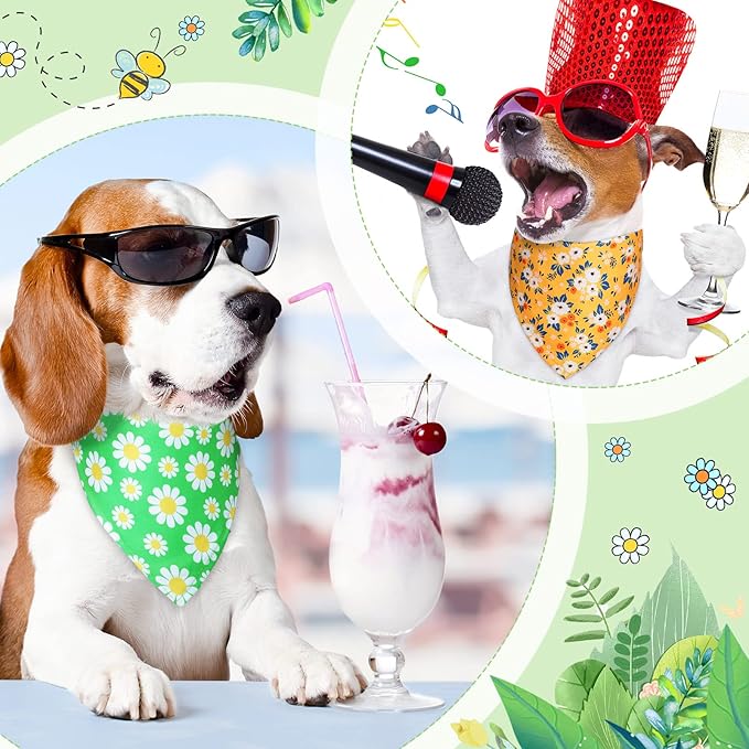 Weewooday 20 Pcs Dog Bandanas Bulk for Summer Adjustable Bandanas Bibs Dog Scarf Bibs Washable Triangle Doggy Kerchief for Small Medium Large Pets Summer Costume