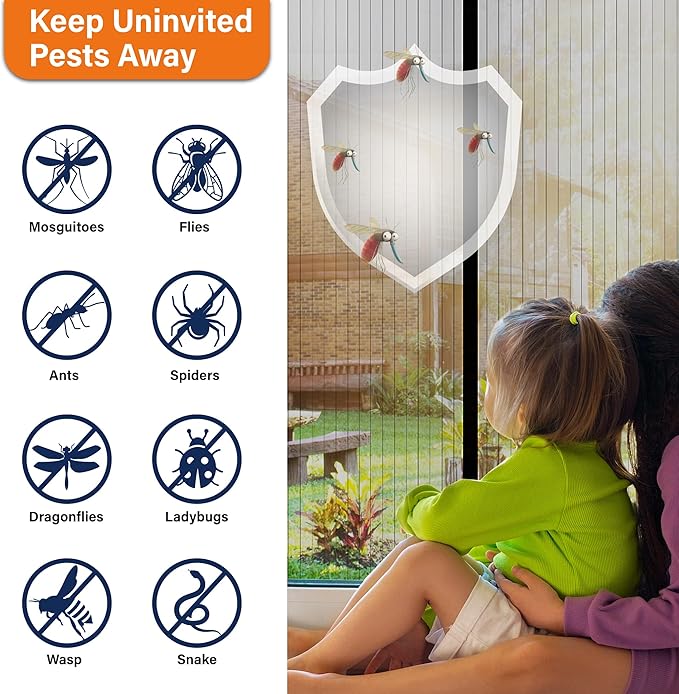 Magnetic Screen Door, Keep Bugs Out, Pet & Kid Friendly，Works with Front Doors, Sliding Doors,Fit Door Size 38 x 80 Inches