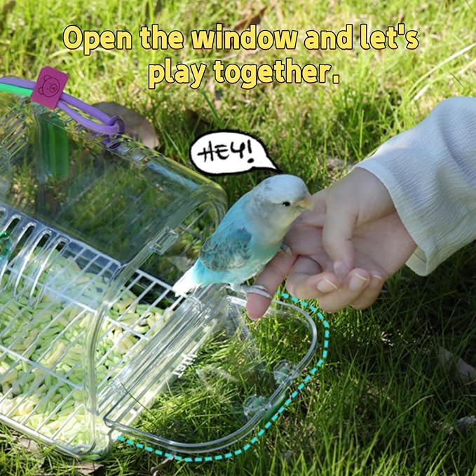 Portable Plastic Bird Cages，Travel Bird Cage,Lightweight Waterproof Ventilated Small Bird Cage,Outdoor Use Easy to Carry,for Small Birds, Budgies and Pet Birds (Yellow, B)