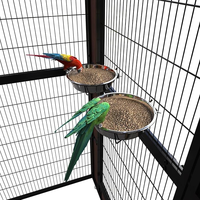 Large Bird Cage for Parakeets Outdoor Bird Aviary Parrot Cage with Perch, Birdcage for Macaws Canaries Parrots Budgie Lovebirds-Black