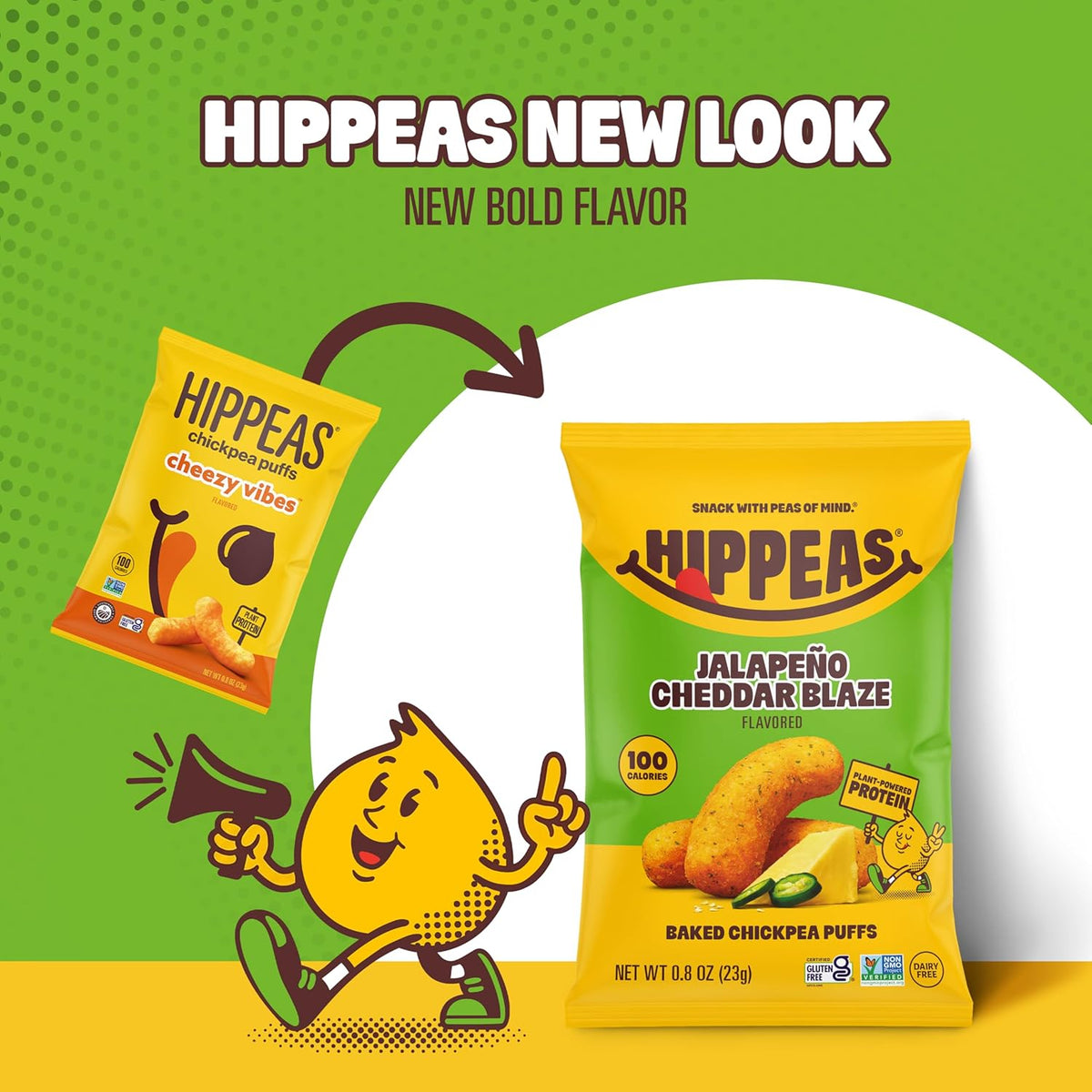 Hippeas Chickpea Puffs, Cheese Variety Pack, Groovy White Cheddar, Jalapeño Cheddar Blaze, 18 x 0.8 oz, Baked Crunchy Chickpea Snacks, 3g Plant Protein, 2g Fiber & 50% Less Fat, Dairy & Gluten Free