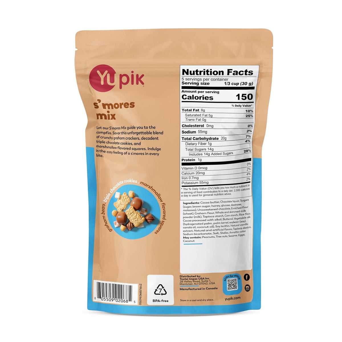 Yupik S'Mores Mix, 5.3 Oz, Chocolatey Delight, Blend of Marshmallows, Chocolate Chunks & Crunchy Graham Bear Crackers, Sweet Snack, Campfire Treat, Party Snack