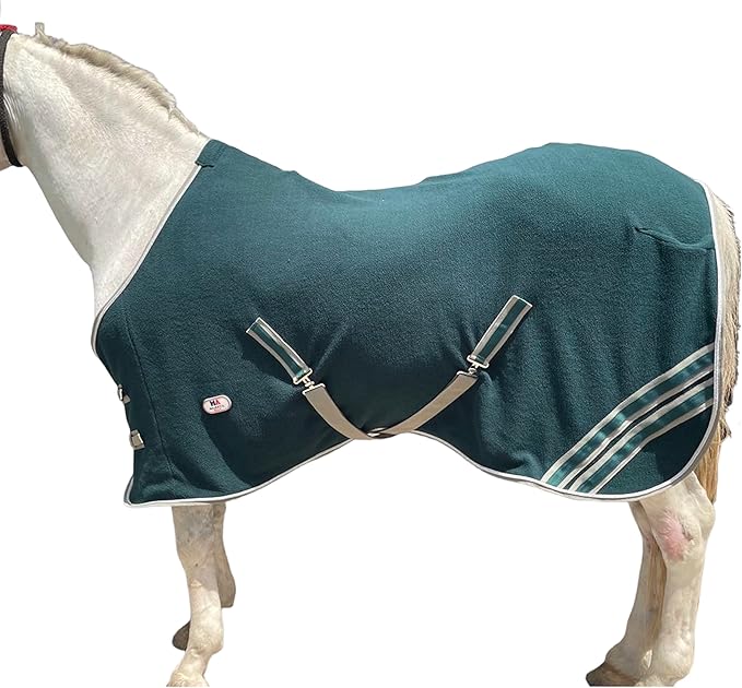 Majestic Ally Anti Pill Fleece Horse Blanket/Sheet with Silver Braided Rope (Hunter Green, 78)