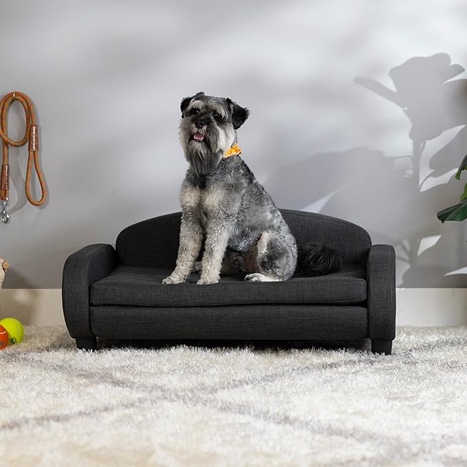 Paws & Purrs Multi-Cat Sofa Elevated Pet Bed for Indoor Cats Raised Cats Couch with Removable Washable Mattress Cover for Kittens, Dogs - 35.5" Wide, Gray