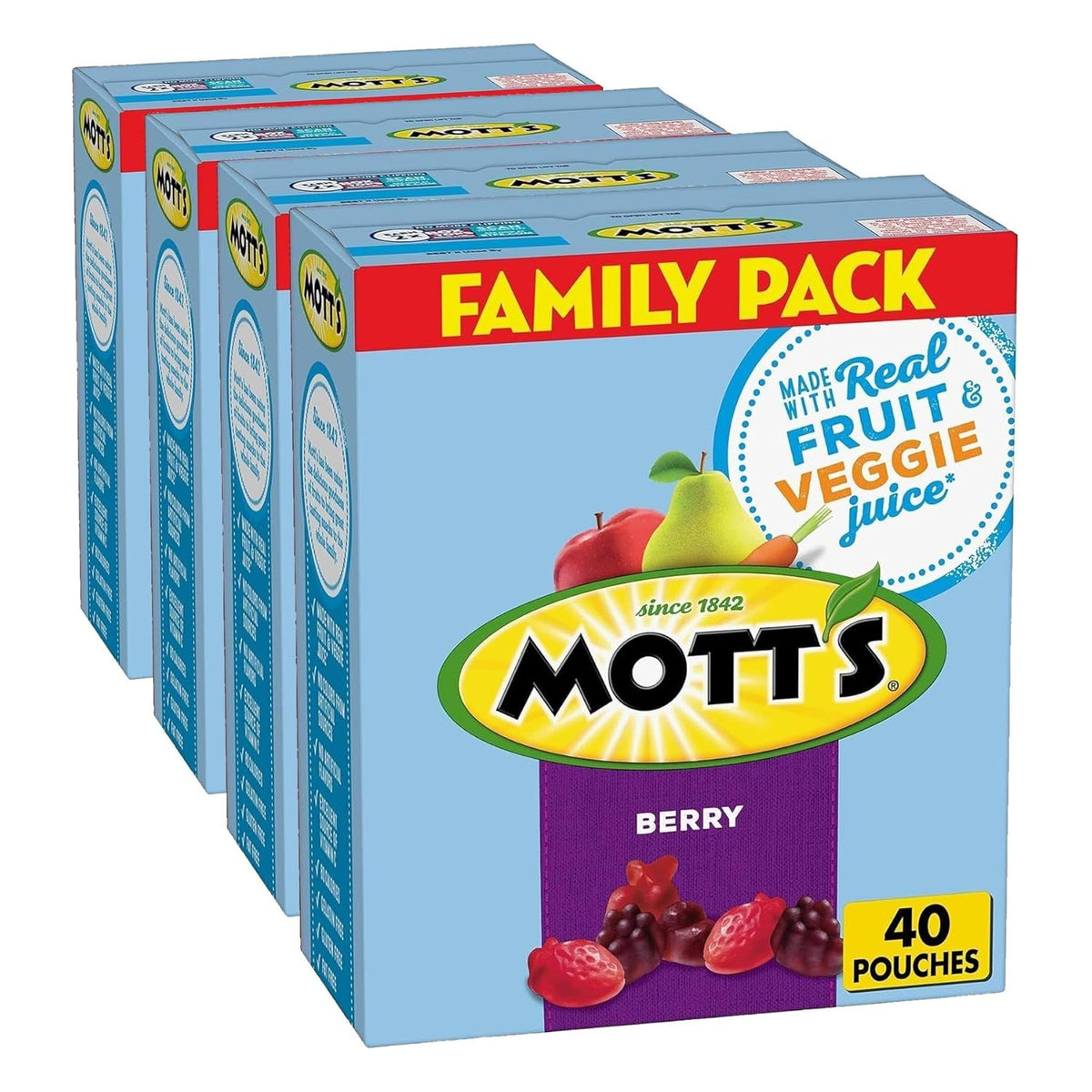 Mott's Fruit Flavored Snacks, Berry, Gluten Free Snack, Family Pack, 40 Ct, 32 oz