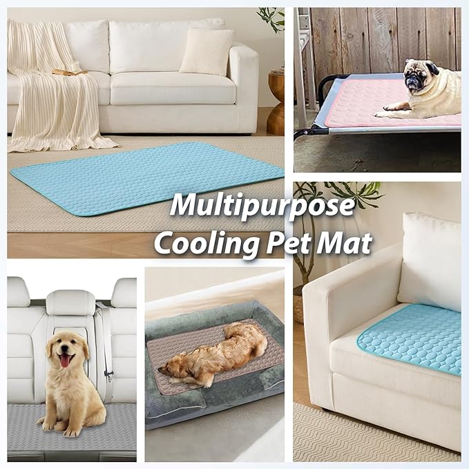 MICROCOSMOS Summer Cooling Mat & Sleeping Pad- Water Absorption Top, Materials Safe, Easy Carry, EZ Clean. Keep Cooling for Pets, Kids and Adults.(Drak Grey, 36" x36")