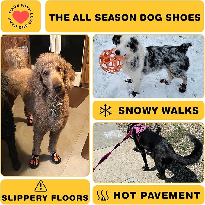 Hcpet Dog Shoes, Dog Boots for Large Dogs, Breathable Dog Booties Paw Protector for Summer Hot Pavement, Winter Snowy Day, Outdoor Walking, Indoor Hardfloors Anti Slip Sole Blue Size 8