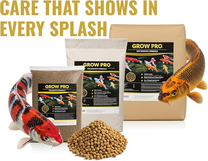 HALF OFF PONDS Grow Pro Koi Fish Food - 20 lb Floating Pellets, 3mm Size - Goldfish Food for Ponds - 40% Protein with Fish Meal & Probiotics - Designed for Rapid Growth & High Digestibility