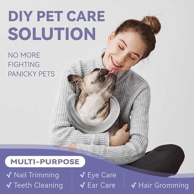 Dog Grooming Hammock Harness for Dogs & Cats with Pet Nail Clipper Trimmer - Cat Hanger Sling for Trimming Clipping Nails- Dog Hammock Restraint Bag for Small Medium Large pet （ Purple XS）