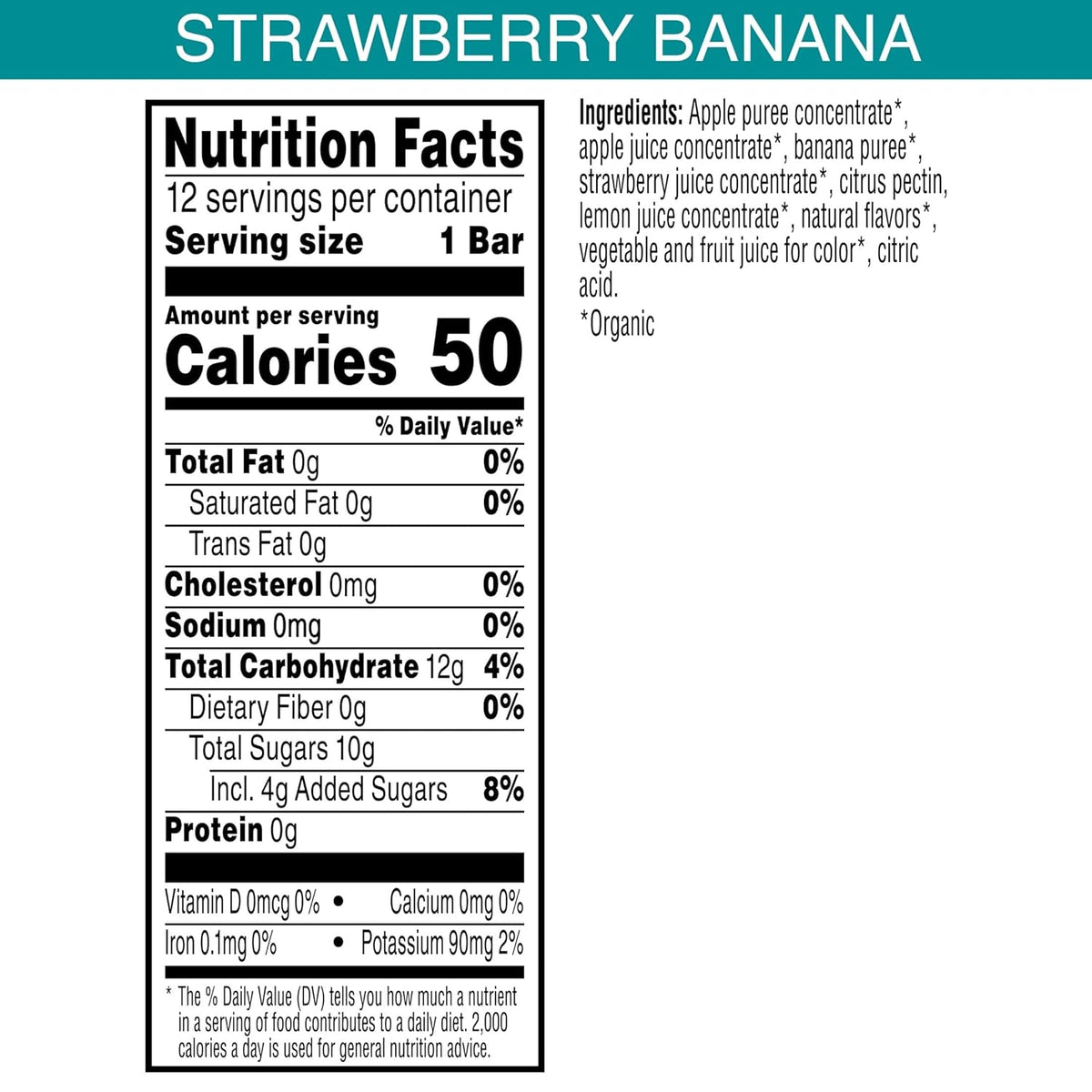 Pure Organic Layered Fruit Bars, Gluten Free, Vegan Fruit Snacks, Variety Pack, 12.4oz Box (24 Bars)