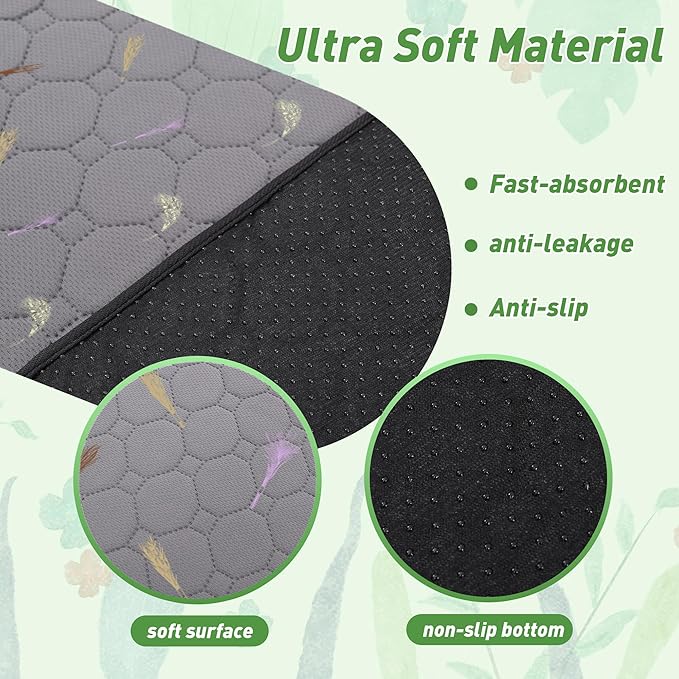 2Pcs Guinea Pig Cage Liners,Guinea Pig Fleece Cage Liners24''X60'' Super Absorbent Washable Pee Pads Reusable for Rabbit Hamster Chinchilla