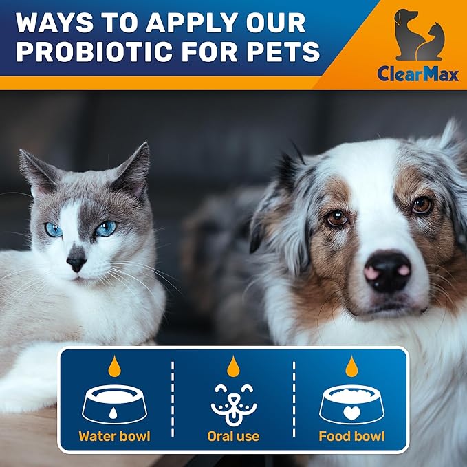 Liquid Probiotics for Dogs and Cats – 6 Billion CFU Pet Digestive Support – Dog Probiotics with Enzymes – Cat Probiotic Supplement – 2-oz Bottle