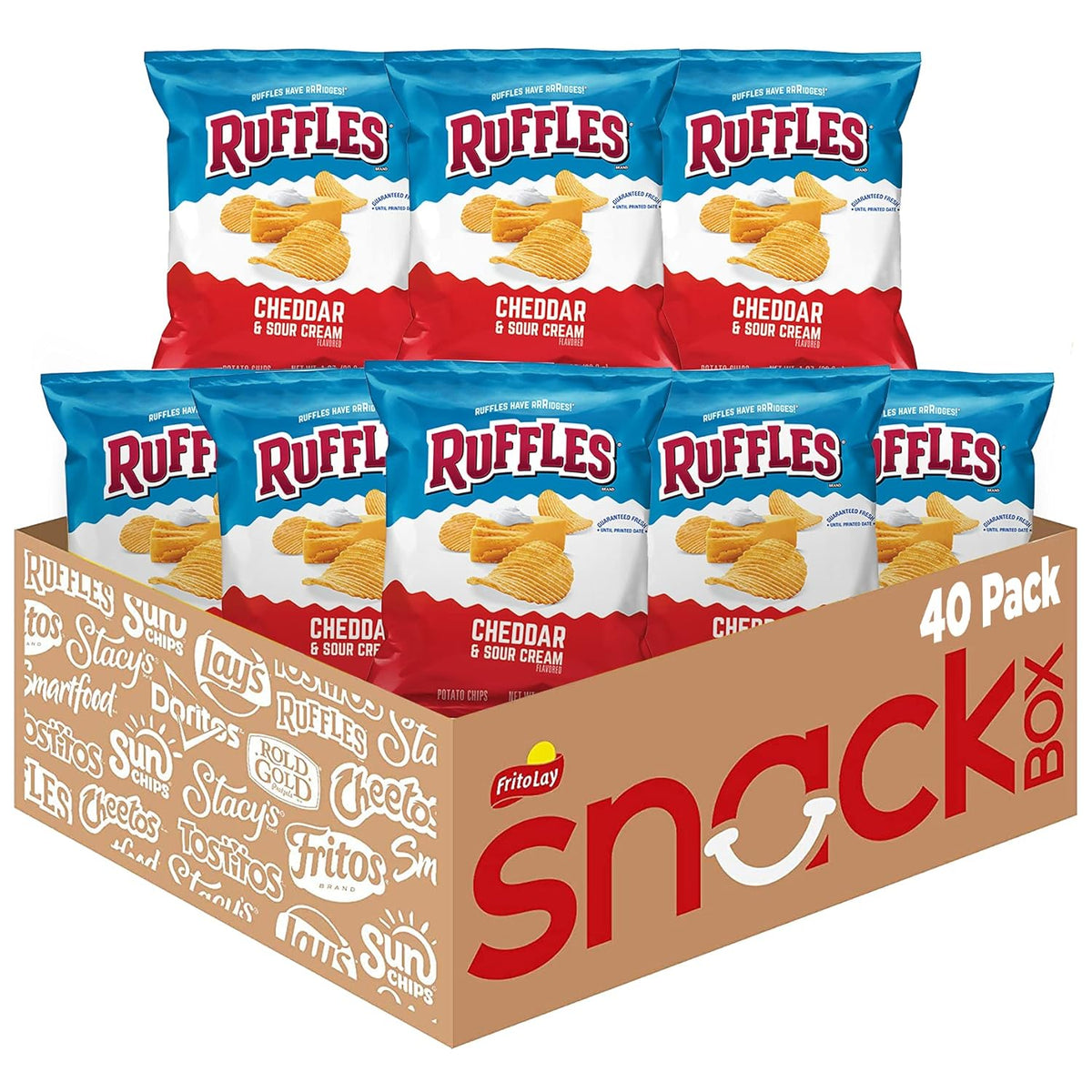 Ruffles Potato Chips, Cheddar Sour Cream, 1oz (40 Count)
