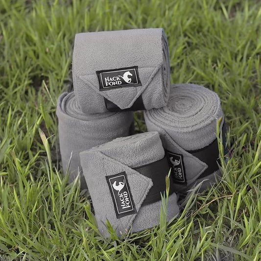 Horse Polo Leg Wraps, 5' Long Fleece Polo Wraps for Horses Set of 4, Horse Leg Bandages Stable Supplies Equestrian Boots Horse Leg Protection Dark Gray