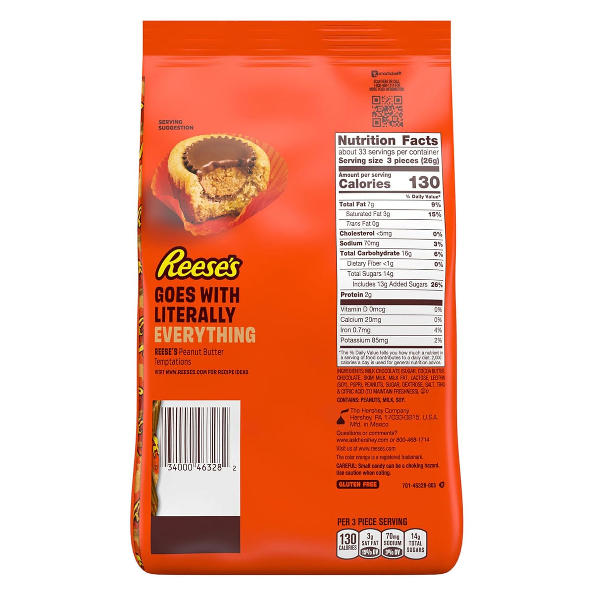 REESE'S Miniatures Milk Chocolate Peanut Butter Cups, Candy Party Pack, 30 oz