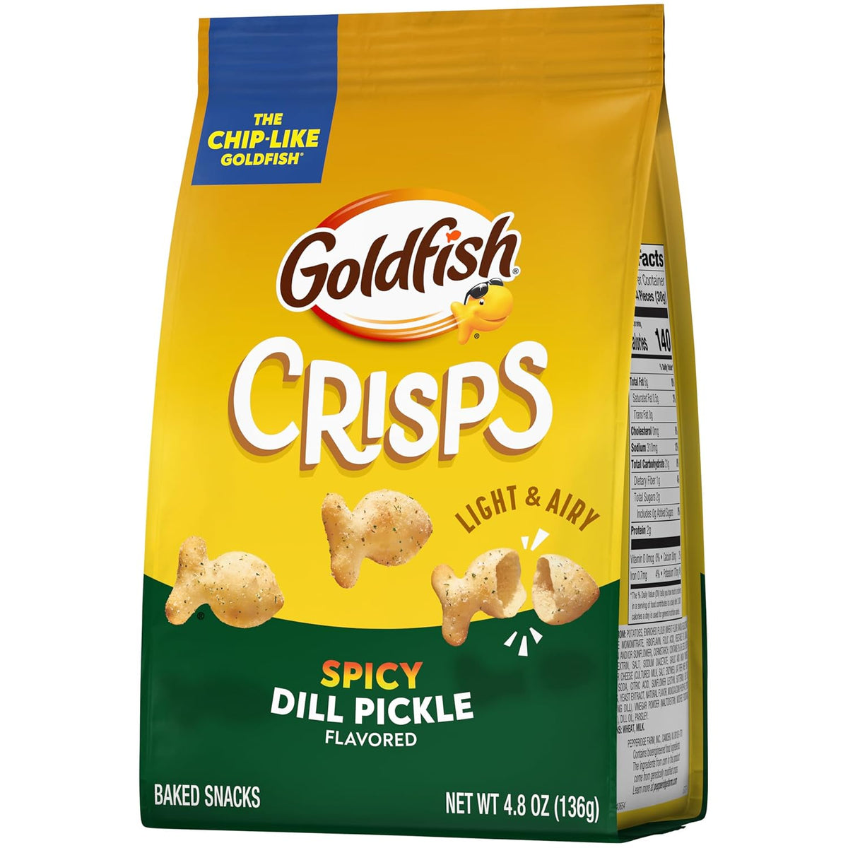 Goldfish Crisps Spicy Dill Pickle Baked Chip Crackers, 4.8 Oz Bag