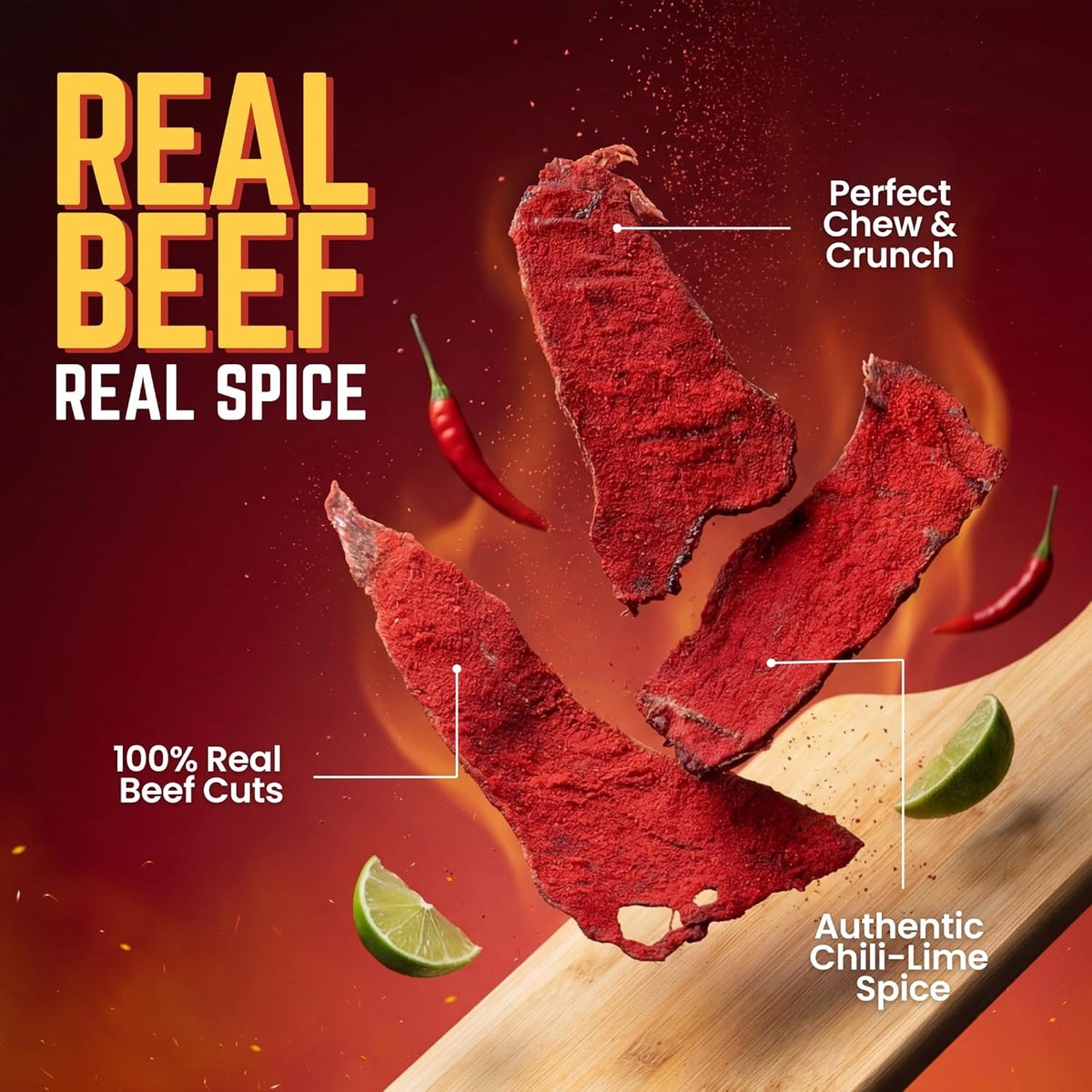 Tizon Lumbre Carne Seca - Spicy Fuego Beef Jerky Snack, Premium Mexican-Style Dried Beef, 2oz Resealable Pouch, No Added Hormones, USA Made