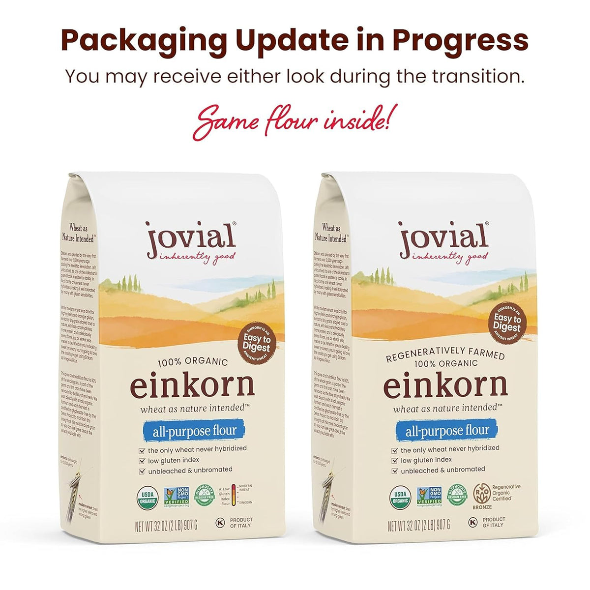 Jovial 32 oz Organic Einkorn Unbleached All Purpose Flour for Sourdough Pizza Pasta European Italian Bread Baking